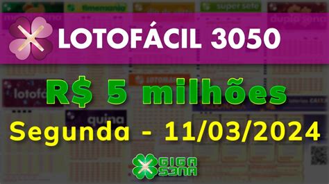 resultado lotofácil 3050 giga sena - lotofácil 30x50